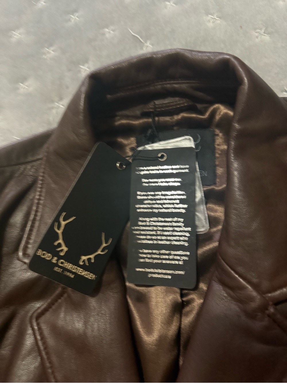 Bod&Christensen Classic Women's in Queen Brown Leather Blazer Jacket Size Large - Picture 11 of 13